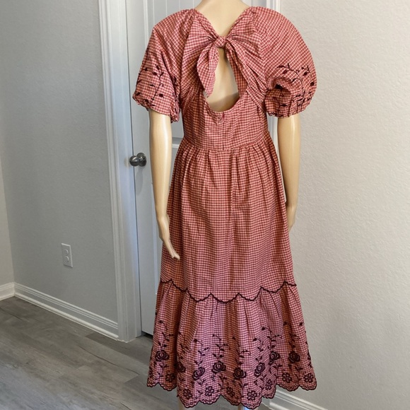 Madewell Embroidered Bubble-Sleeve Midi Dress Size 4 - Picture 5 of 17